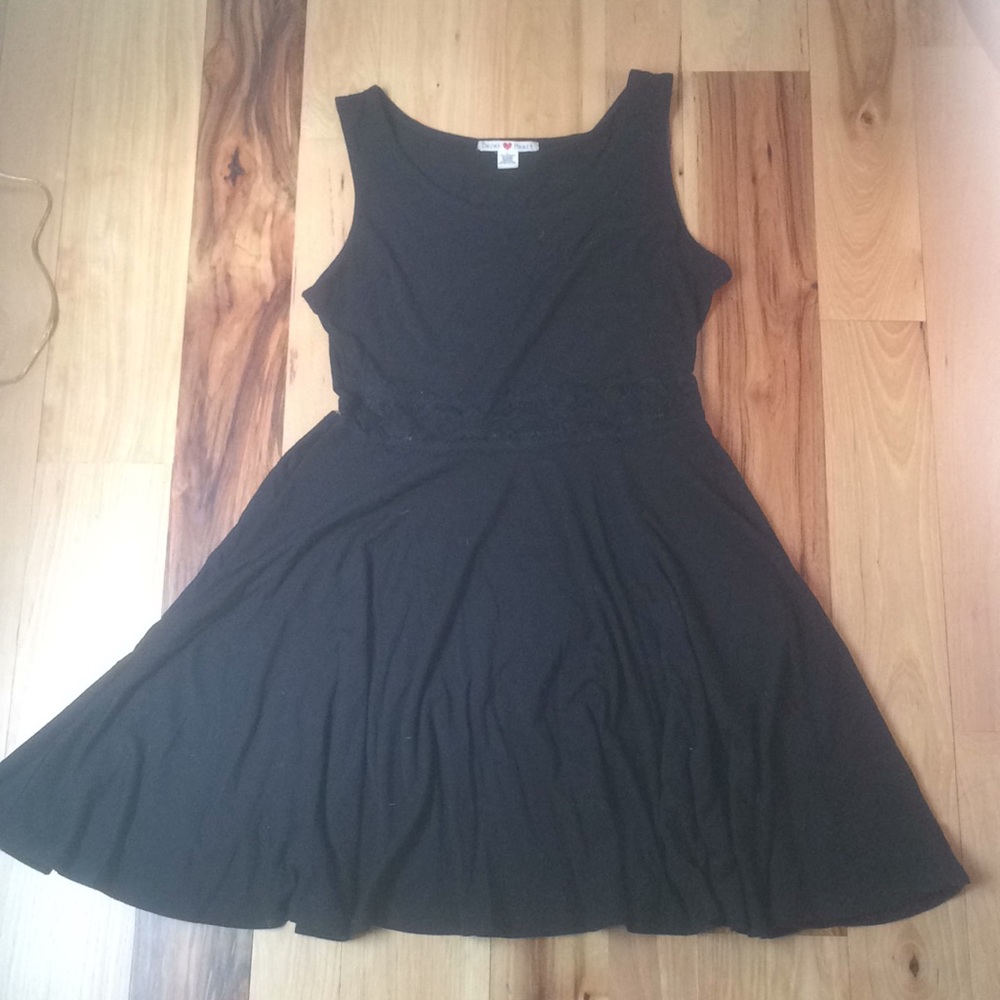 Black dress with lace waist detail